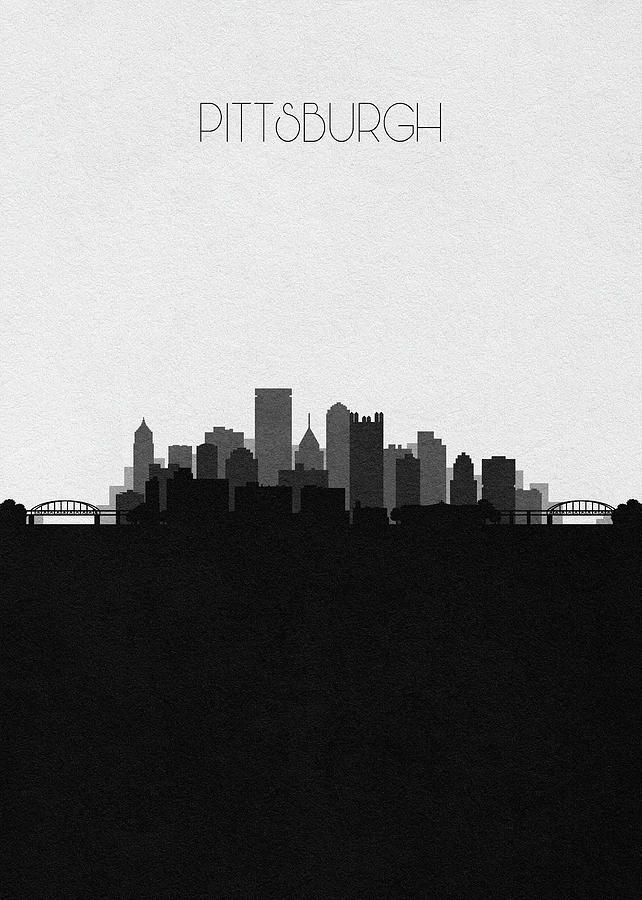 Pittsburgh Cityscape Art V2 Drawing by Inspirowl Design