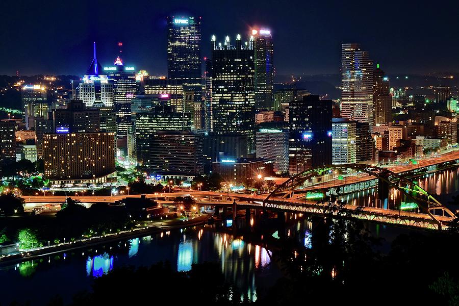 Pittsburgh Late Night Cityscape  Photograph by Frozen in Time Fine Art Photography
