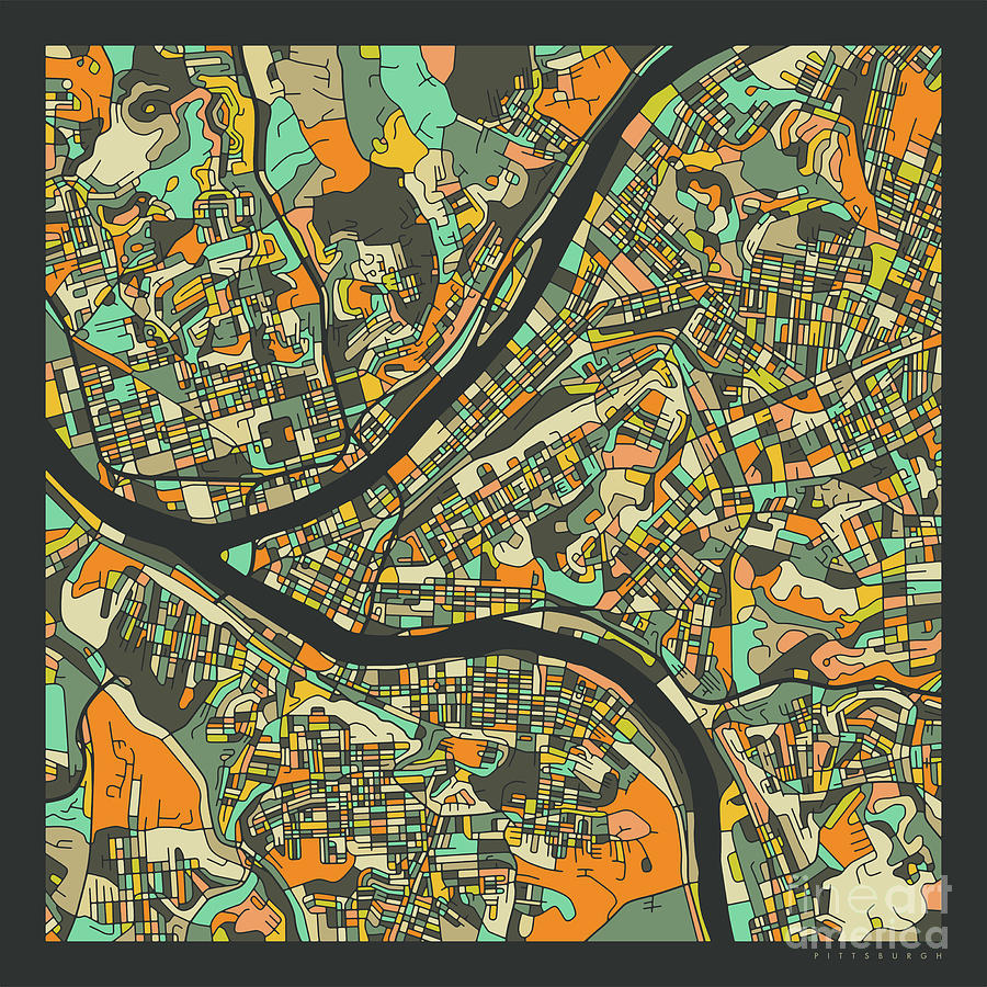 Pittsburgh Map Digital Art - Pittsburgh Map 2 by Jazzberry Blue