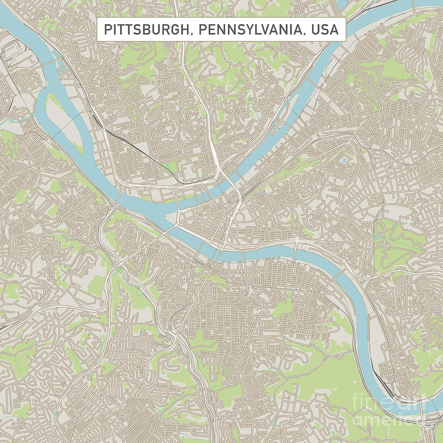 Pittsburgh Digital Art - Pittsburgh Pennsylvania US City Street Map by Frank Ramspott
