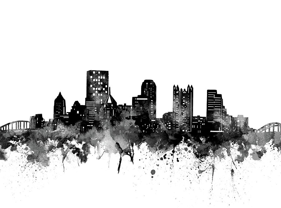 Pittsburgh Skyline Bw Digital Art