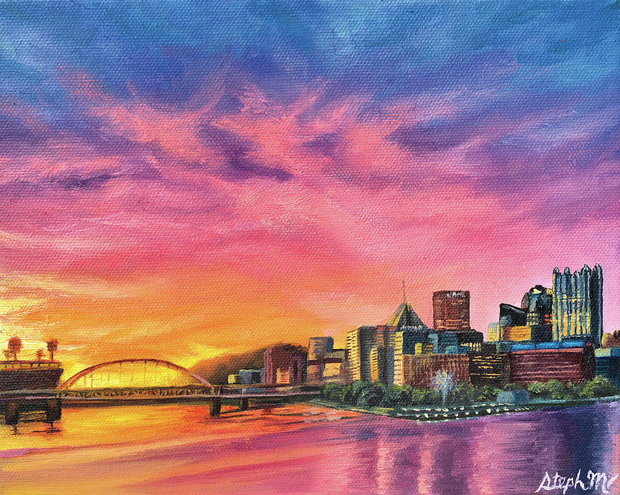 Pittsburgh Penguins Painting - Pittsburgh Summer Sunrise by Steph Moraca