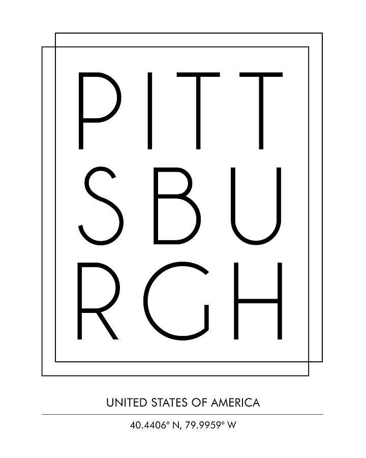 Pittsburgh Mixed Media - Pittsburgh, USA - City Name Typography - Minimalist City Posters by Studio Grafiikka