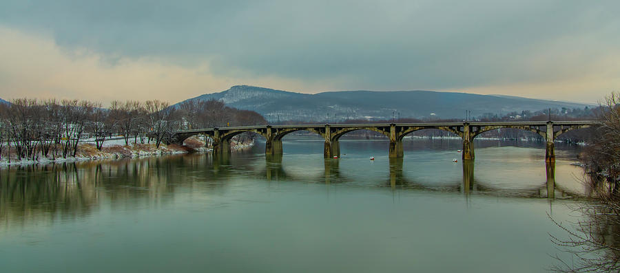 Pittston Pennsylvania Susquehanna River Fort Jenkins Bridge Photograph by Bill Cannon