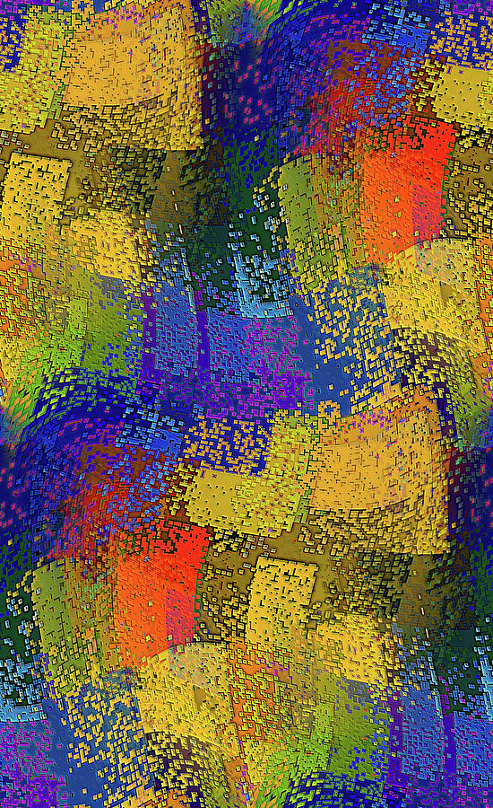 Primary Colors Digital Art - Pixel World by David Manlove