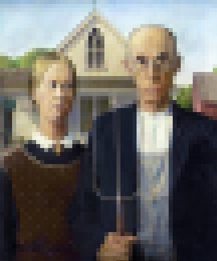 Pixelated American Gothic Painting by Studio W Fine Art America