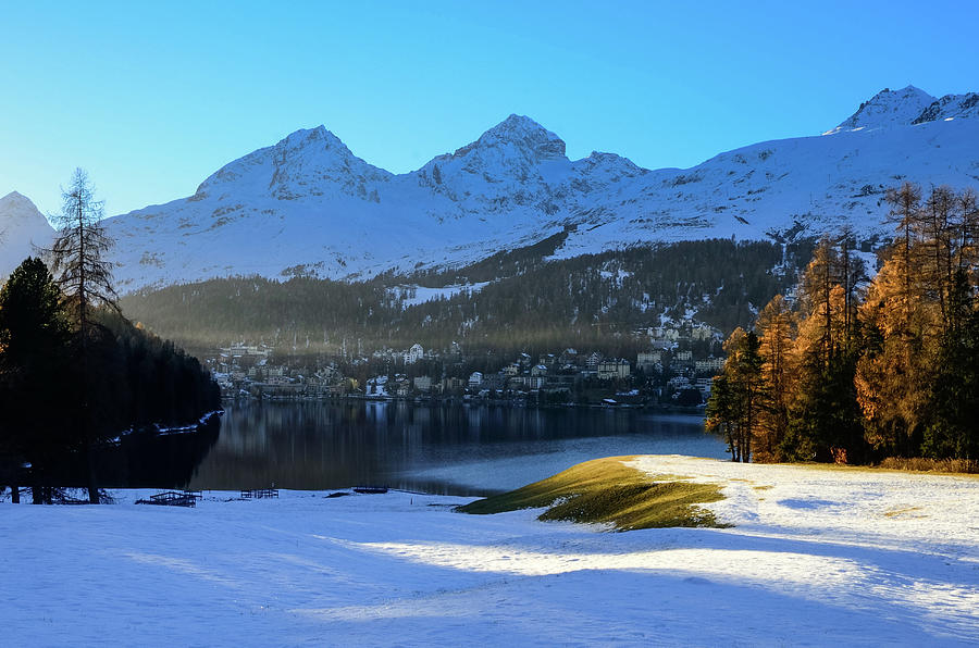 Piz Albana, Piz Güglia And Piz Nair Above Lake St. Moritz With St ...