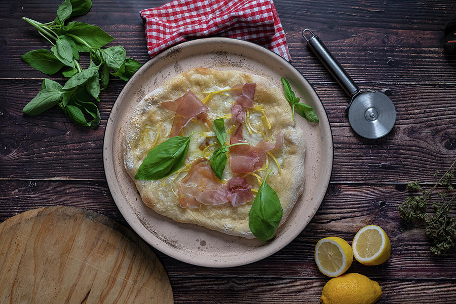 Pizza Al Limone With Parma Ham And Mozzarella Cheese Photograph by Felix Kochbook