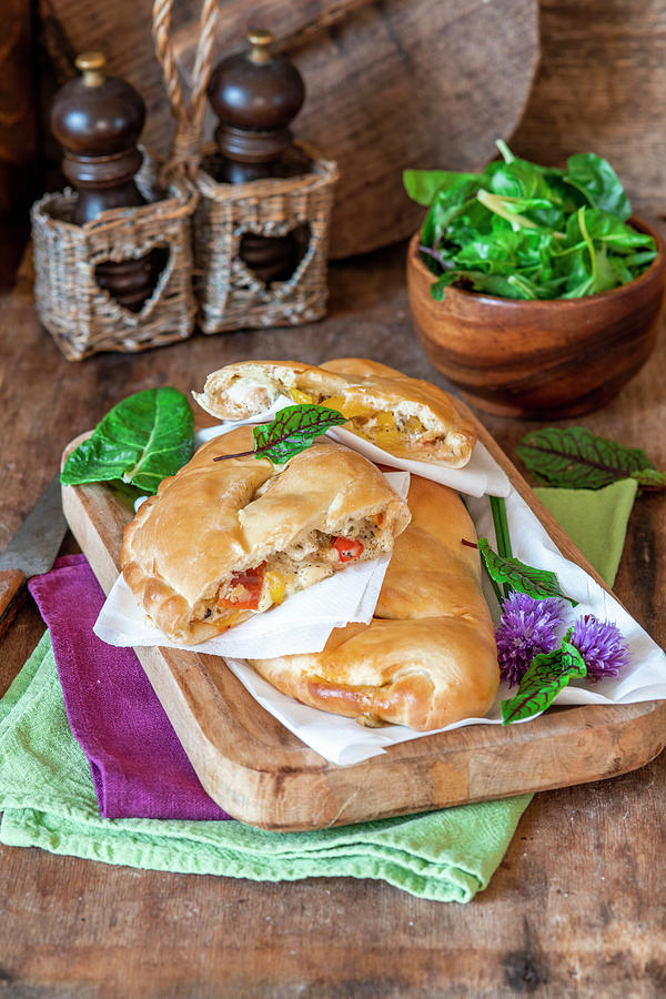 Pizza Calzone With Chicken And Pepper Photograph by Irina Meliukh
