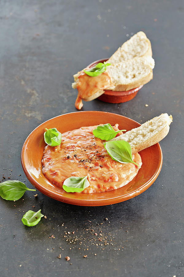 Pizza Fondue With Bread And Basil Photograph by Rafael Pranschke