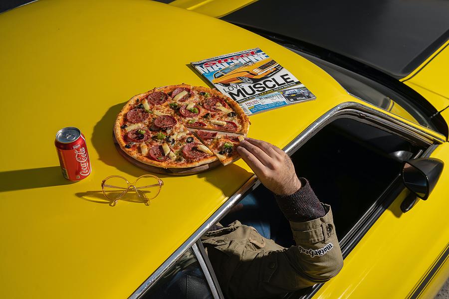 Pizza On Mustang Old School Photograph by Ahamedani