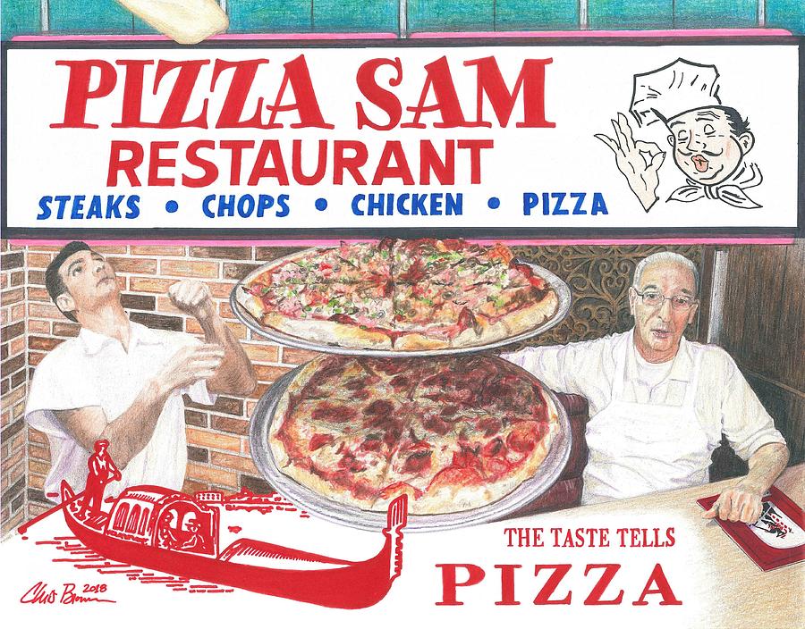 Pizza Sam Drawing by Chris Brown