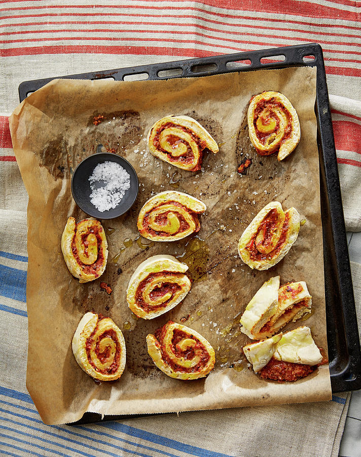 Pizza Snails On A Baking Tray Photograph by Meike Bergmann