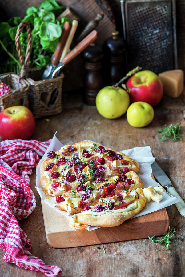 Pizza With Brie, Cranberries And Apple Photograph by Irina Meliukh