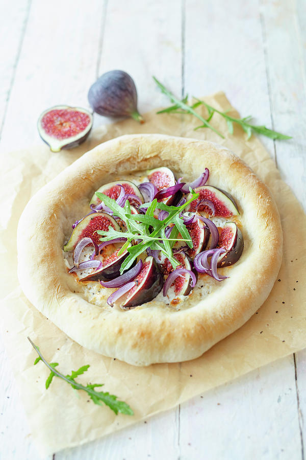 Pizza With Goats Cheese, Figs And Rocket lactose-free Photograph by Jan Wischnewski