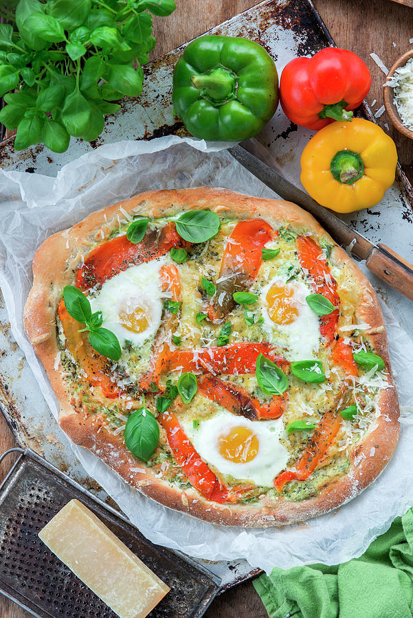 Pizza With Pepper And Eggs Photograph by Irina Meliukh