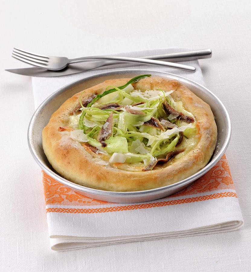 Pizza With Puntarelle And Anchovies Photograph by Franco Pizzochero