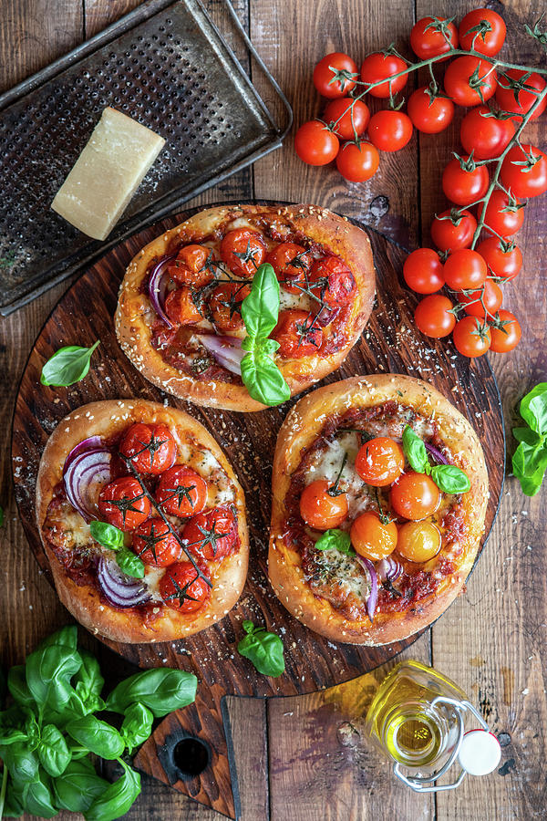 Pizzetas With Cherry Toamtoes Photograph by Irina Meliukh