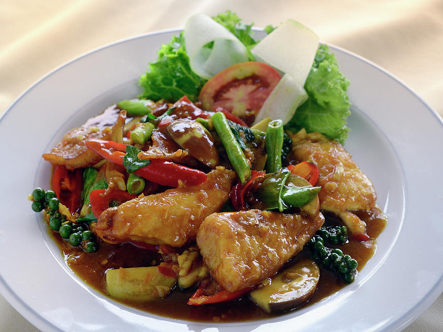 Pla Phad Cha stir Fry With Fish And Red Curry Thailand by Kaktusfactory