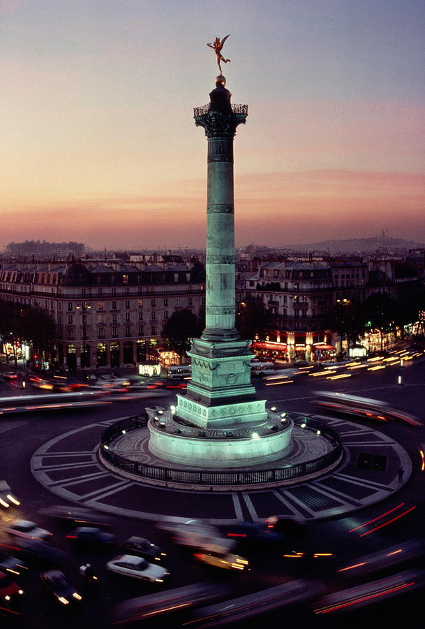 Place De La Bastille At Dusk In Paris Photograph by Hans Wolf