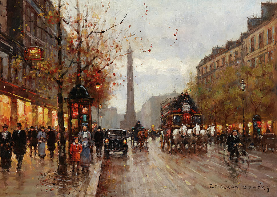 Paris Painting - Place de la Bastille by Edouard Leon Cortes