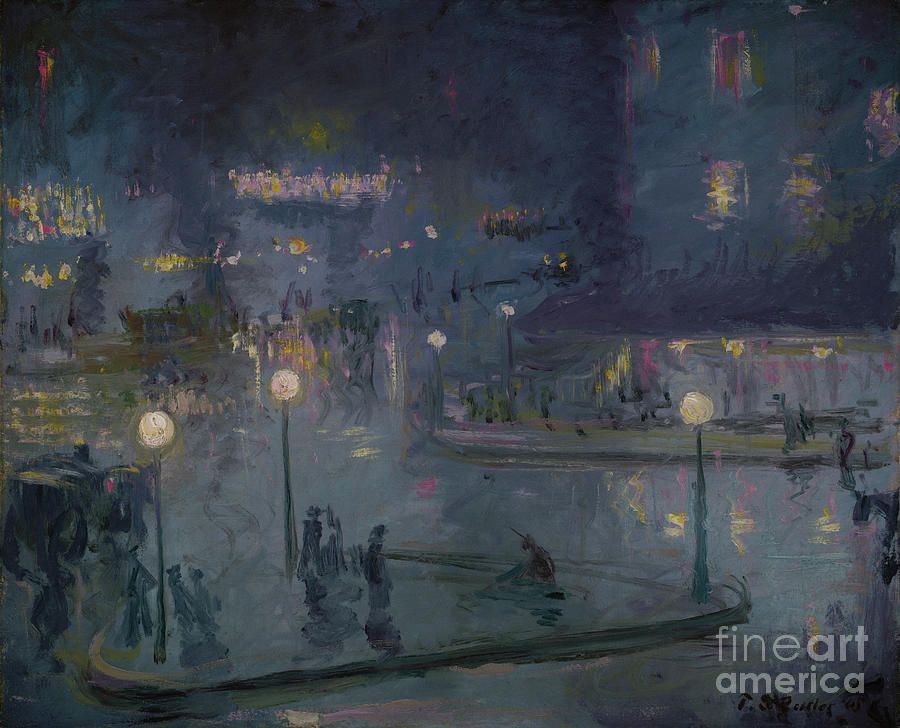 Place De Rome At Night Drawing by Heritage Images