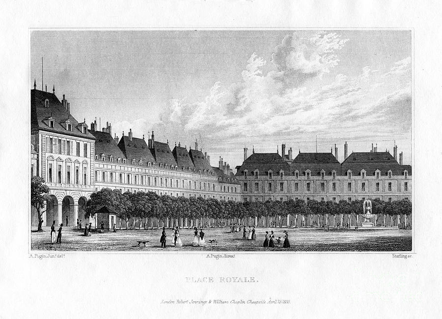 Place Royal, Paris, 1830. Artist Mj Drawing by Print Collector