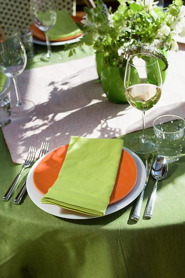 Place Setting On An Outdoor Table Photograph by Erik Rank - Fine Art ...