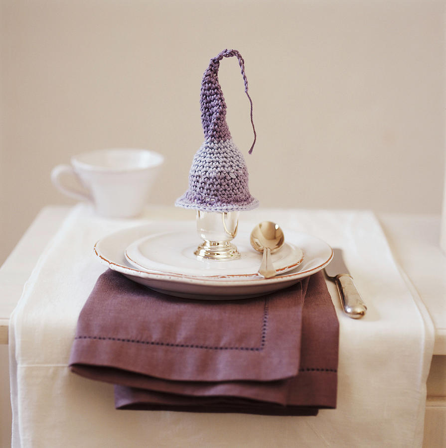 Place Setting With Boiled Egg Under A Crocheted Egg Cosy Photograph by Michele Francken