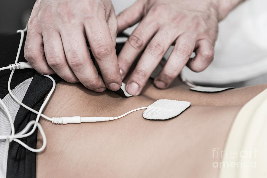 Physical Therapy Photograph - Placing Tens Electrodes On Lower Back by Microgen Images/science Photo Library