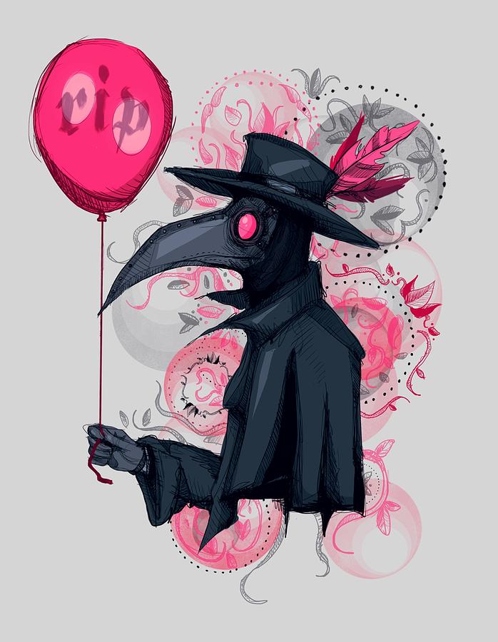 Plague Doctor Balloon Drawing by Ludwig Van Bacon