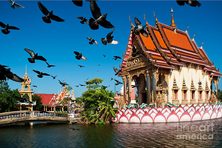Religious Photograph - Plai Laem Temple In  Koh Samui Thailand by Guzel Sakhabieva