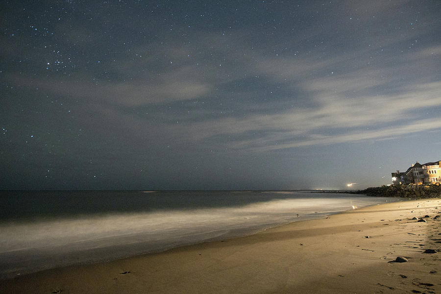 Plaice Cove,Hampton NH looking south at night Photograph by Richard Gibb