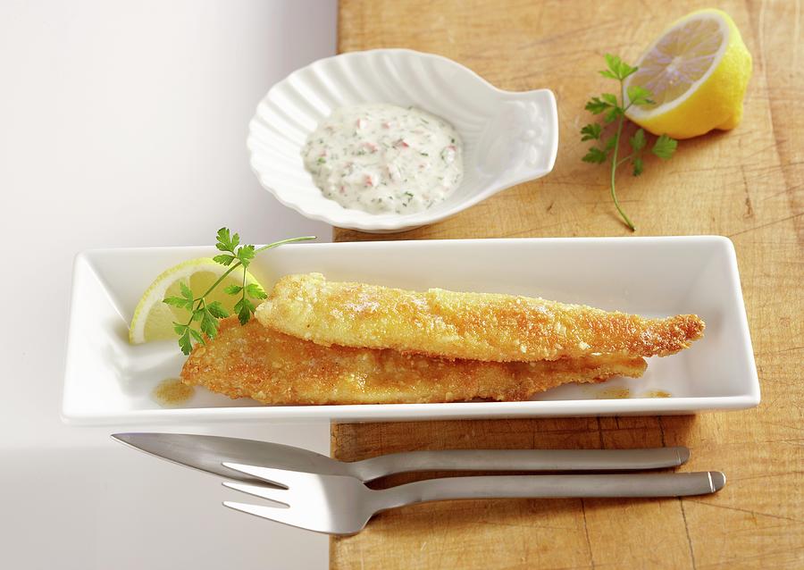 Plaice Fillets With An Almond Crust Photograph by Teubner Foodfoto