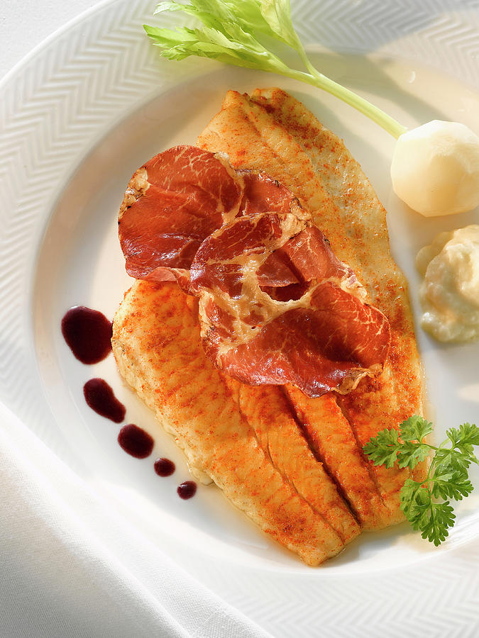Plaice With Prosciutto And Truffle Jus Photograph by Jonathan Pollock