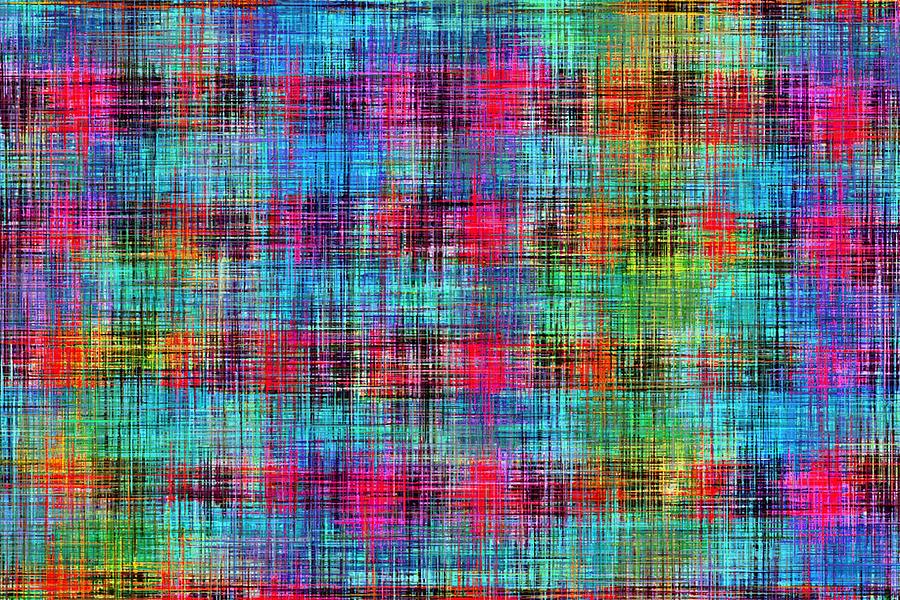 Plaid Pattern Abstract Texture In Blue Pink Green Yellow Painting by ...