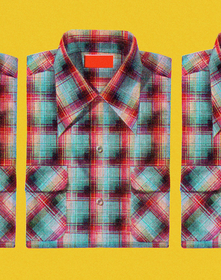 Vintage Drawing - Plaid Shirt by CSA Images