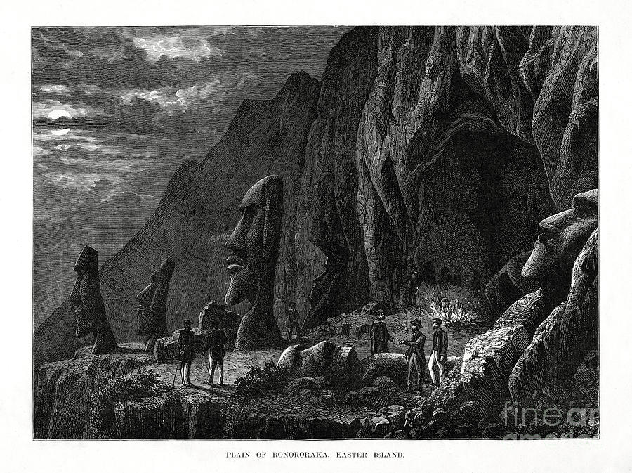 Plain Of Ronororaka, Easter Island Drawing by Print Collector