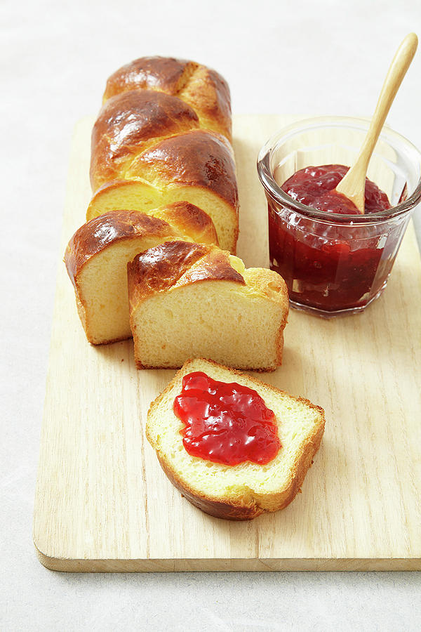 Plaited Bread With Strawberry Jam Photograph by Atelier Mai 98