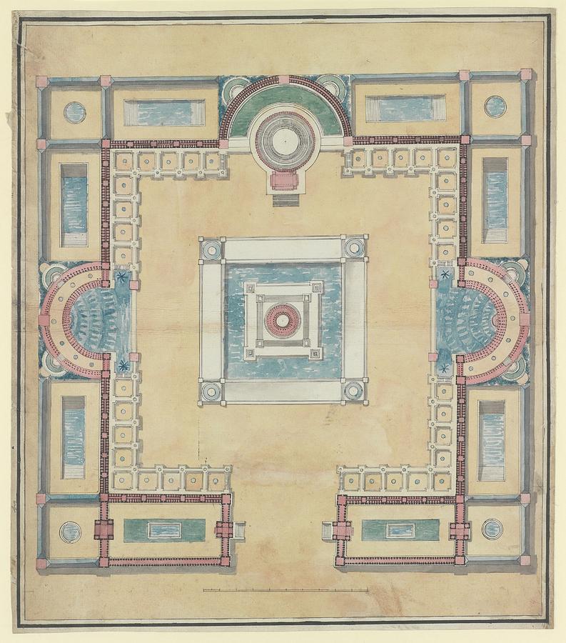 Plan For A Menagerie Drawing by Charles Percier Plan For A Menagerie Drawing by Charles Percier