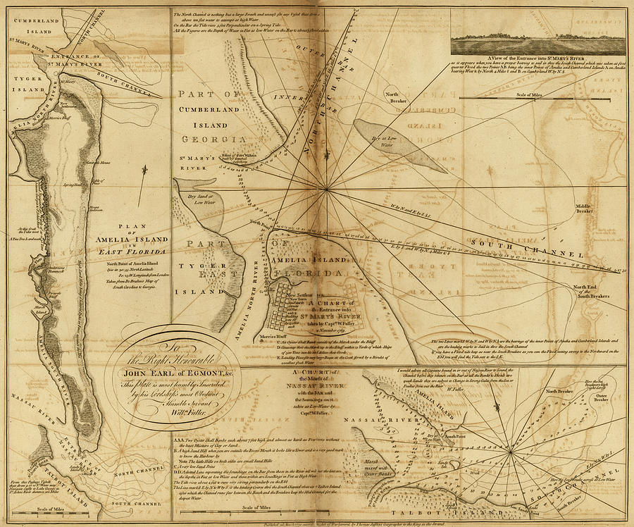 Plan of Amelia Island in E. Florida Painting by Thomas Jefferys