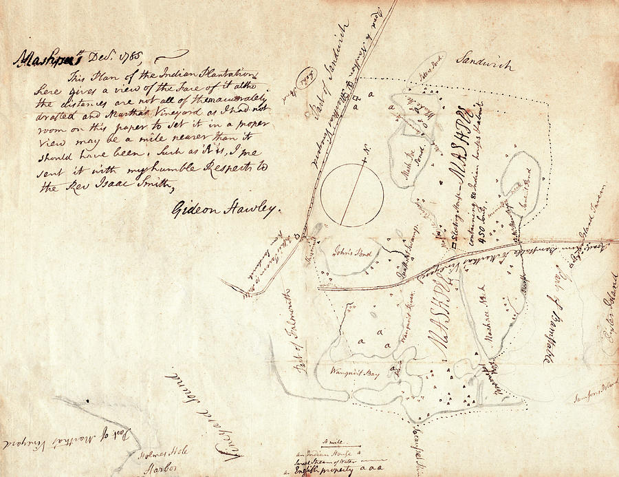 Map Painting - Plan of Mashpee by Gideon Hawley