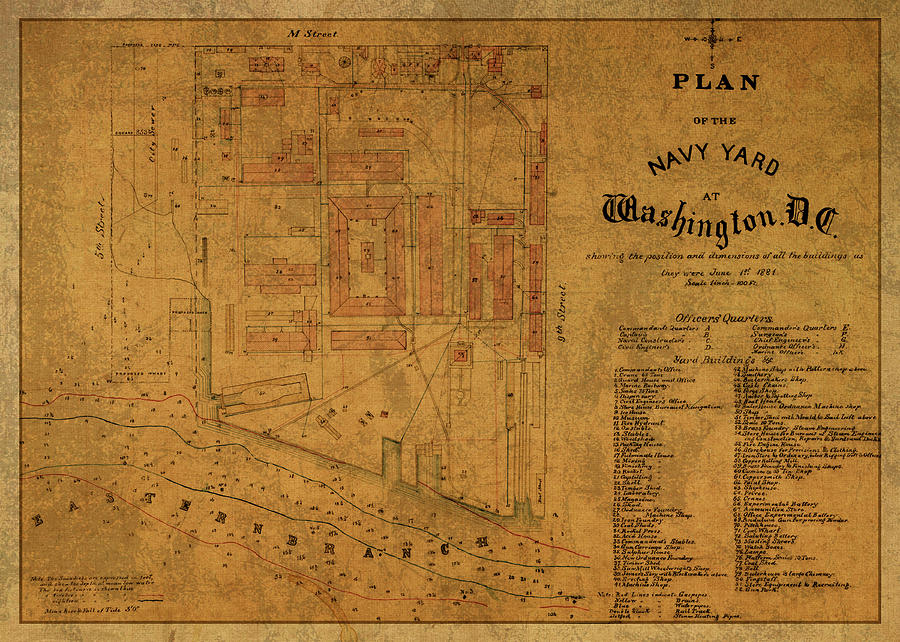 Plan Mixed Media - Plan of Navy Yard Washington DC 1881 by Design Turnpike