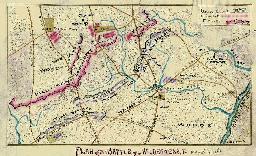 Plan of the Battle of the Wilderness, Va. : May 5th to 12th. Painting ...