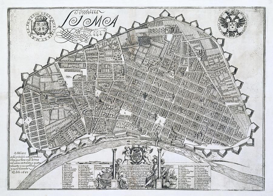 Plan Of The City Of Lima - 1687 - M P Peru And Chile 13. Drawing by Album