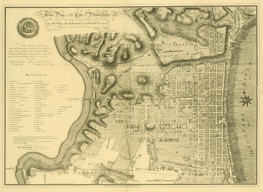 Plan of the City of Philadelphia and Its Environs shewing the improved parts, 1796 Mixed Media by John Hills