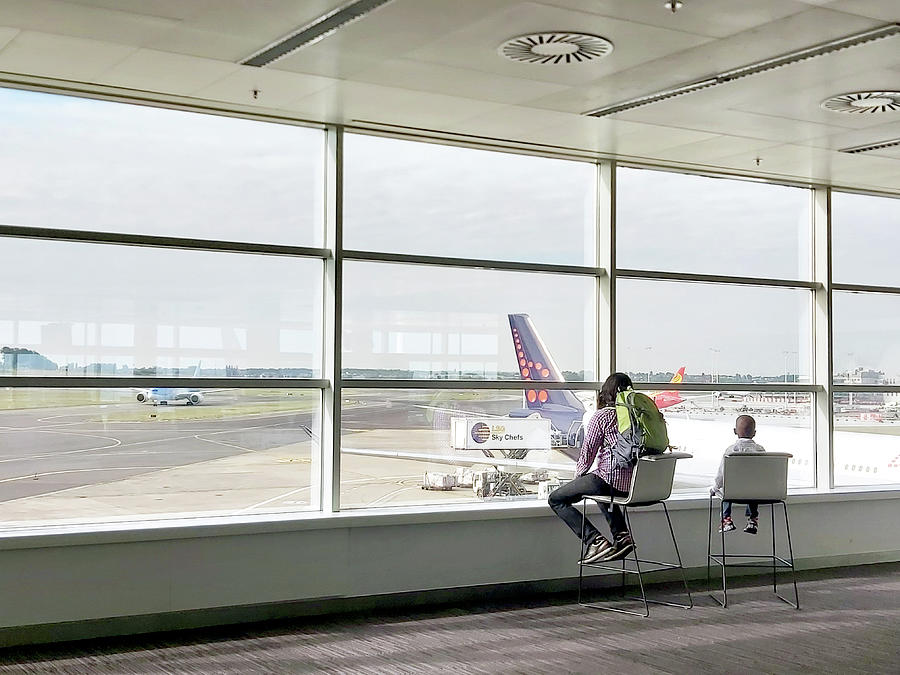 Airport Photograph - Plane Observers by Inge Elewaut