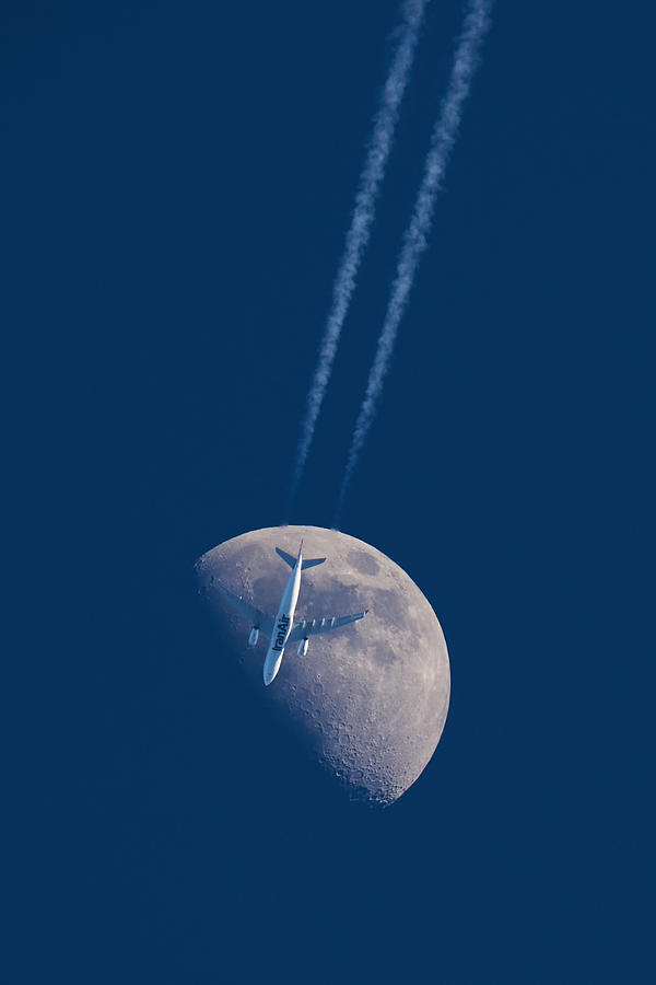 Plane On The Moon Photograph by Panfil Pirvulescu