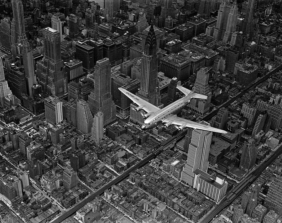 Plane Over Midtown Manhattan Photograph by Margaret Bourke-White