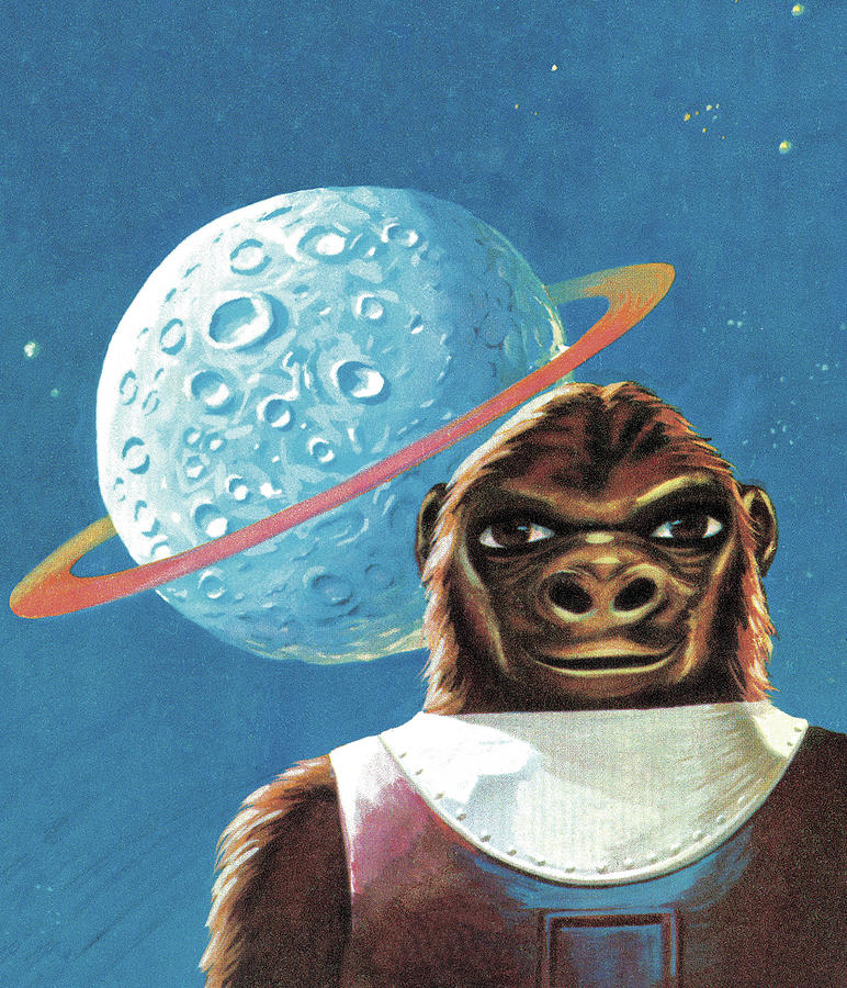Science Fiction Drawing - Planet and Gorilla by CSA Images